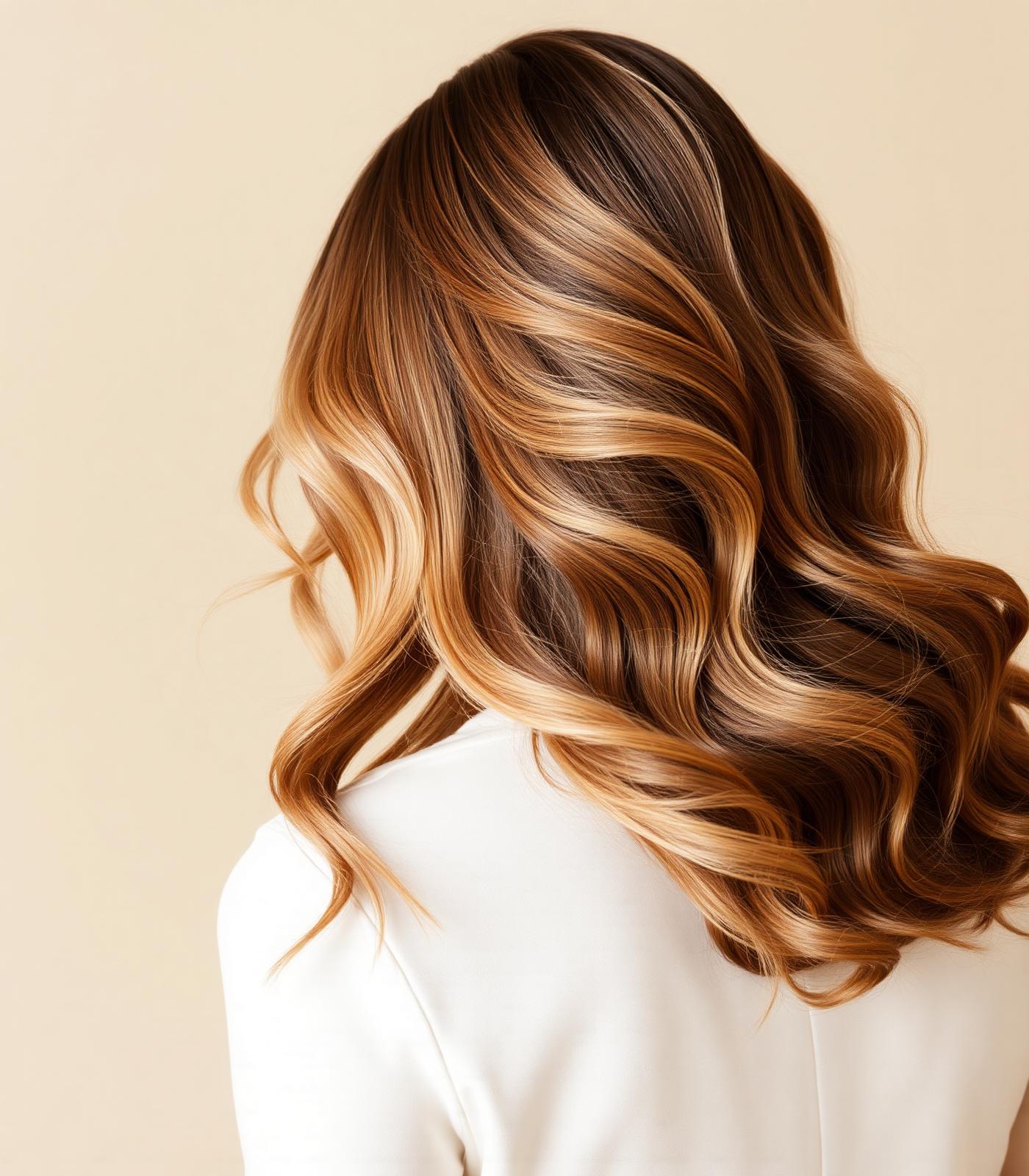 Editorial view of long balayage waves from behind